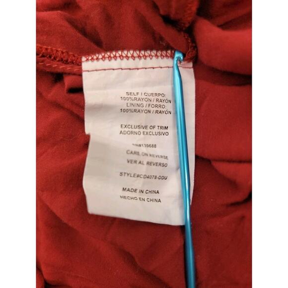 Coco Jaimeson Babydoll Mini Dress Sz Medium V Neck Long Sleeves Cottage Burgundy - Picture 9 of 10